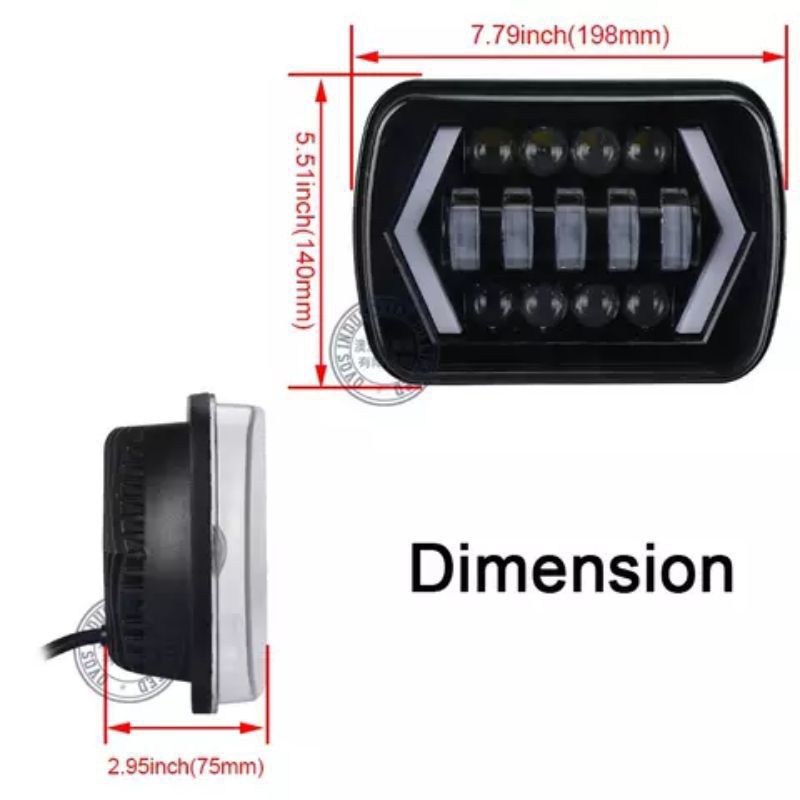 Lampu Daymaker Kotak 7 Inch Jeep Feroza Taft Dot 3 USA