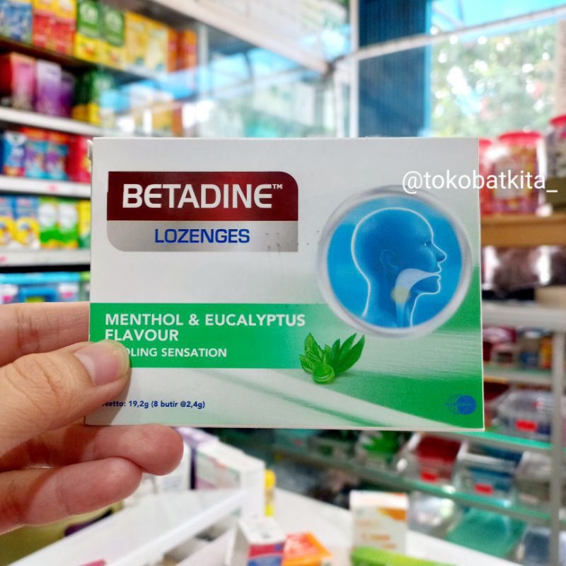 [ISI= 8PCS] BETADINE LOZ MENTHOL EUCALYPTUS / PERMEN SAKIT TENGGOROKAN MEMBUNUH BAKTERI COCOK UNTUK 