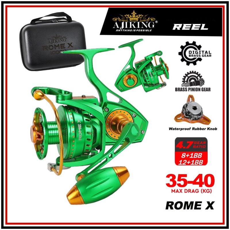 Reel AJIKING ROME X 6000 10000 35-40kg SaltWater Power Handle Metal Body Spinning Jigging Pasiran