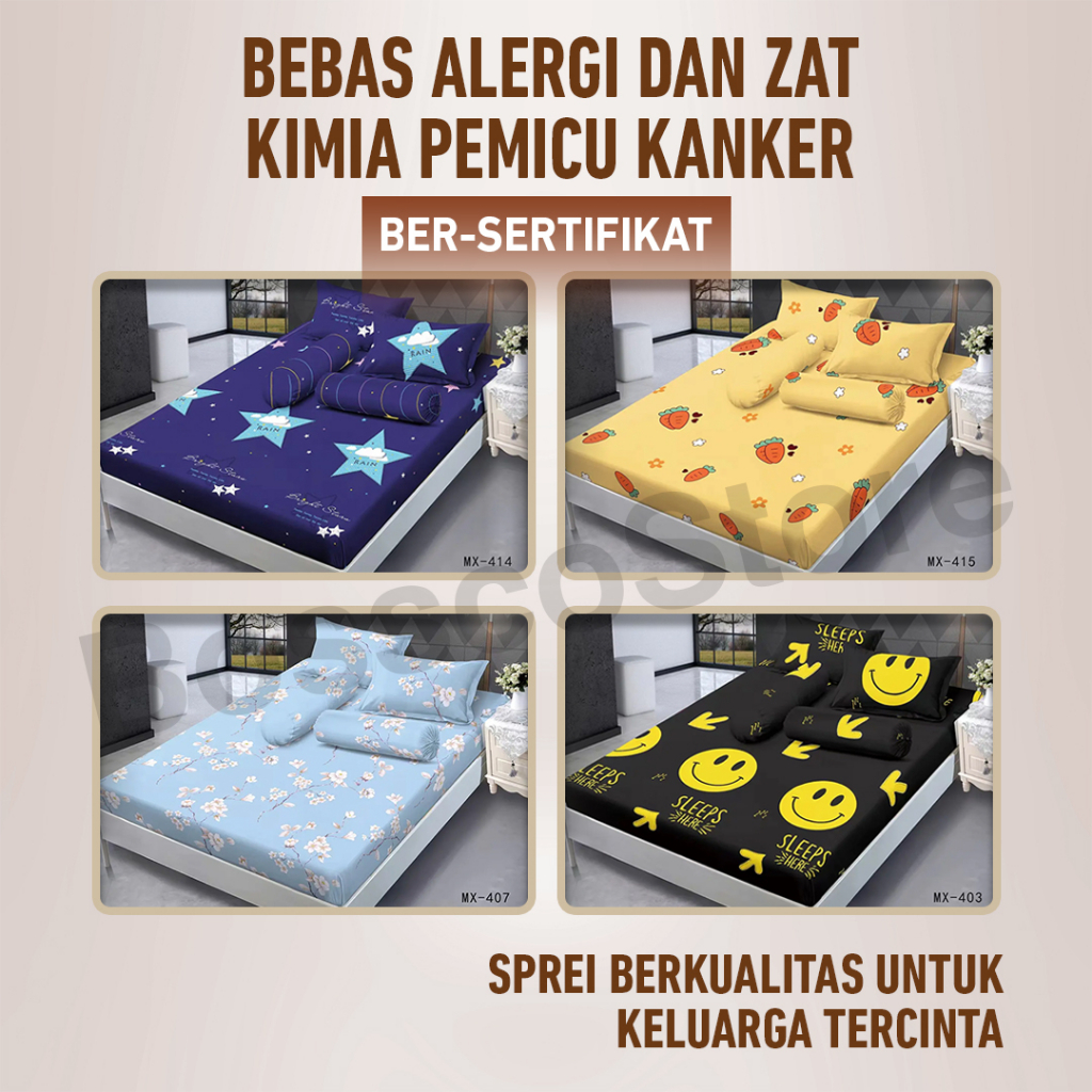 SPREI SET King Comfort Queen Size Uk 160 x 200 &amp; King Size UK 180 x 200 /Tinggi 20 cm bahan Microtex disperse dengan teknik reactive dyeing printing sprei bahan halus lembut menyerap keringat sprei tahan lama sprei bahan katun cotton sprei