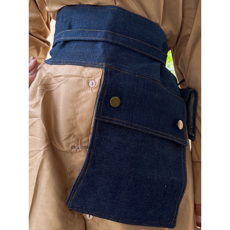 Cuci Gudang  Obi Belt Denim / Obi Belt Gany Pocket Jeans / Obi Belt Jeans Kantong / Ikat Pinggang