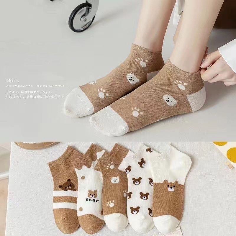 KAOS KAKI Angkle Semata Kaki Motif Bear Beruang Coklat Kaos Kaki Cute Kaos Kaki Fashion Korea Unisex Cewek Cowok TERLARIS!!