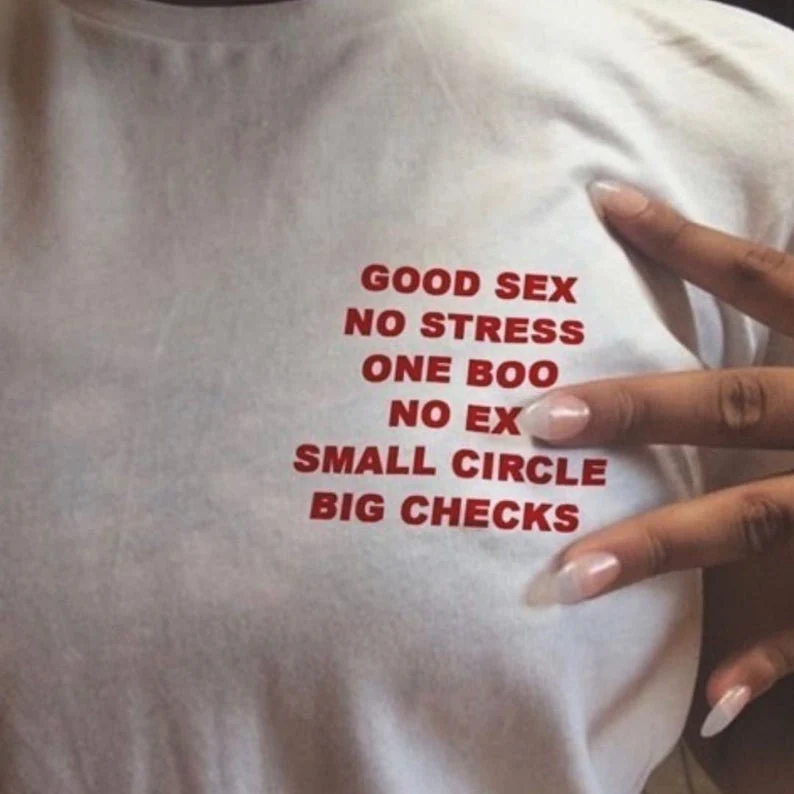 Kaos Tshirt Oversize Good Sex No Stress One Boo No Ex Small Circle Big Checks Black And White - Kuul Indusries