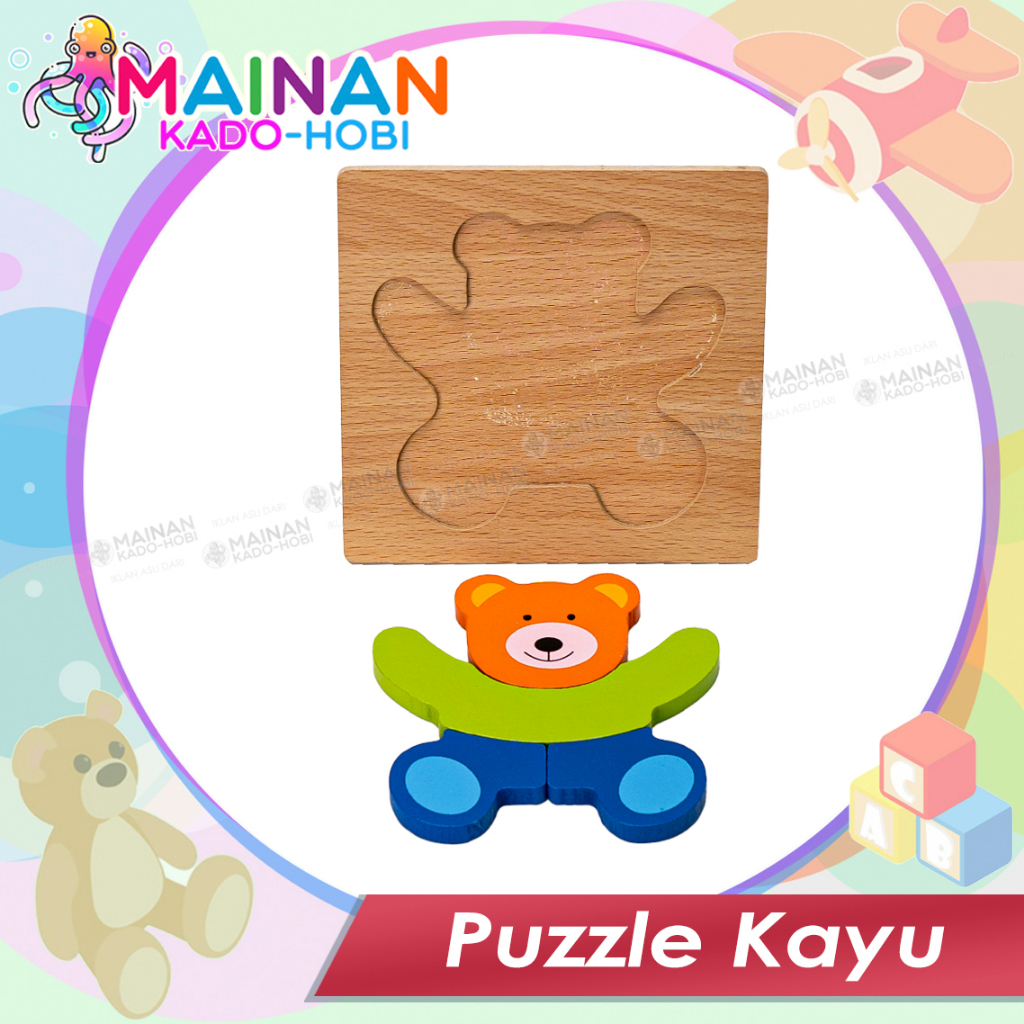 MAINAN ANAK EDUKASI PUZZLE CHUNKY KAYU PREMIUM KARAKTER ANIMAL VEHICLE