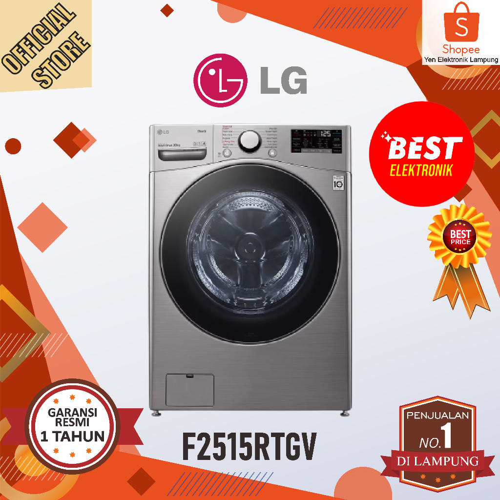 Mesin Cuci LG F2515RTGV 15KG AI DD TurboWash ThinQ Inverter