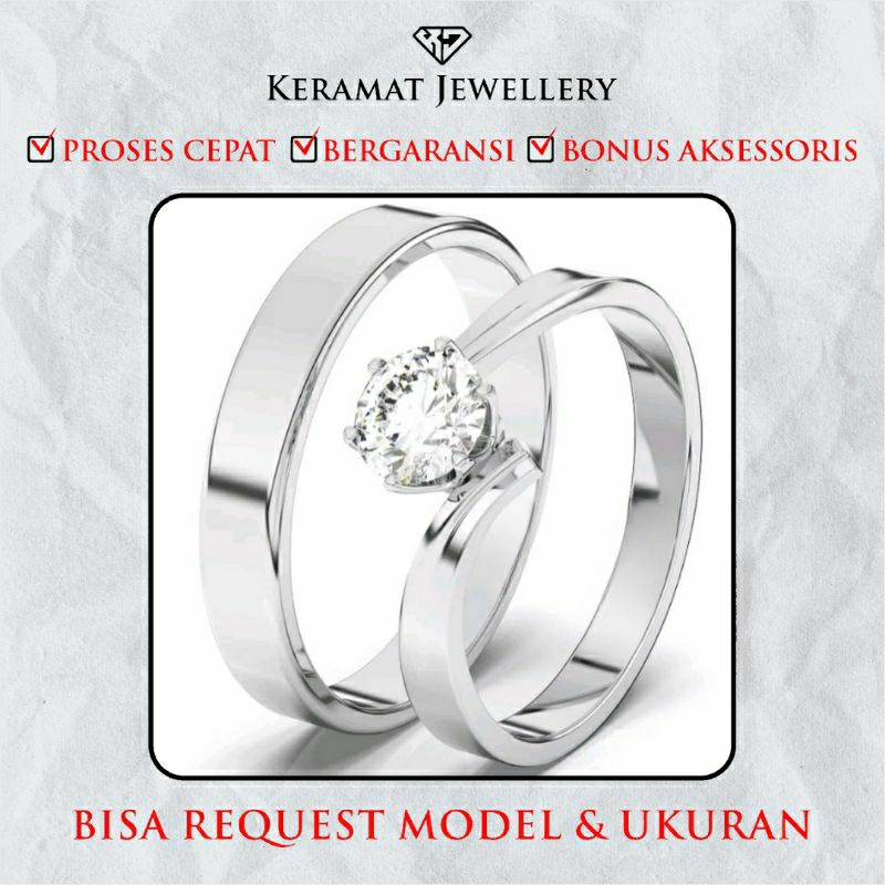 Cincin Tunangan Perak Emas Putih Couple Cincin Kawin Cincin Nikah Cincin Emas Tunangan Anniversary