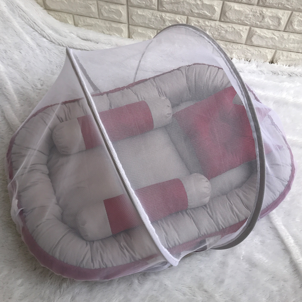 KASUR BAYI BABY NEST POLOS DUA KOMBINASI WARNA MAROON ABU