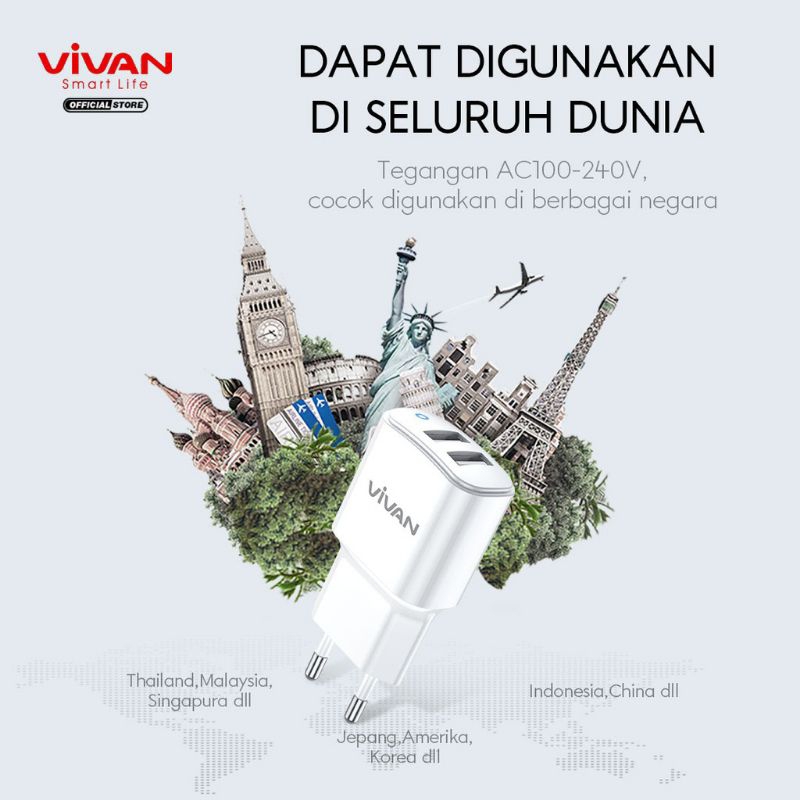 Charger Vivan VP-01 3,1A  Micro Usb Original Vivan VP01 Garansi Resmi