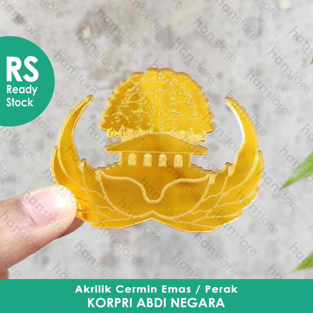 RS 18 / 20 / 22 / 25 cm Logo KORPRI ABDI NEGARA / Emblem / Lambang Akrilik Cermin Emas / Perak untuk