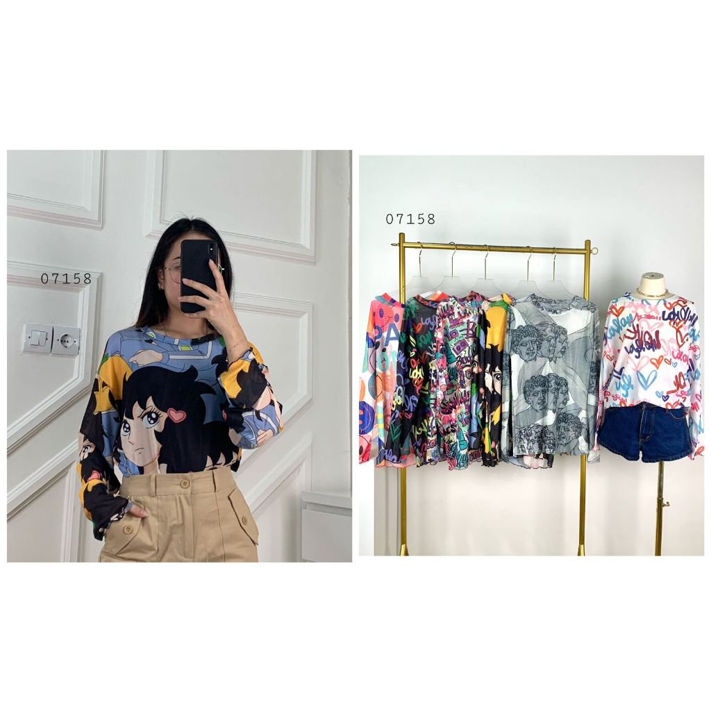 521010 - 07158 KAOS PANJANG ZEMOVE A.YUN TRANSPARANT PREMIUM BANGKOK FULL PRINT VARIAN MOTIF KAOS PA