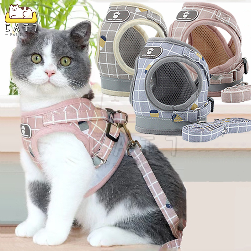 Rompi Kucing Harness Tali Rompi Bernapas Hewan Harness Kucing Tali Tuntun Reflektif Persediaan Hewan Peliharaan