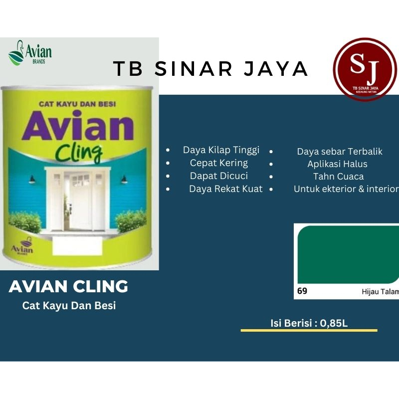 Avian Cling Cat Kayu Besi Besi Pintu Pagar 0,85Ltr - 69 Hijau Talam