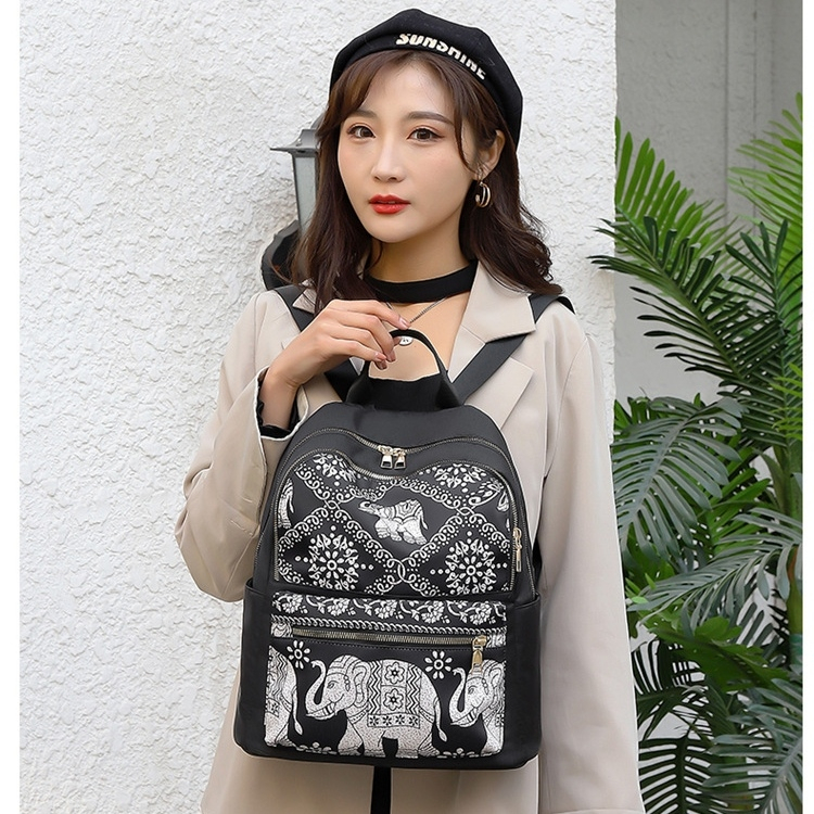 TAS RANSEL WANITA TA795B5 HITAM NORAILA MOTIF GAJAH ANTI AIR BACKPACK PREMIUM KEKINIAN KULIAH KERJA SEKOLAH DEWASA REMAJA SIMPLE TERBARU FASHION KOREA BATAM BRANDED MURAH