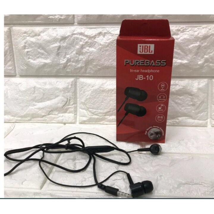 Headset JBL JB-10 Bass Kencang Handsfree JBL JB-10 Hitam dan Putih