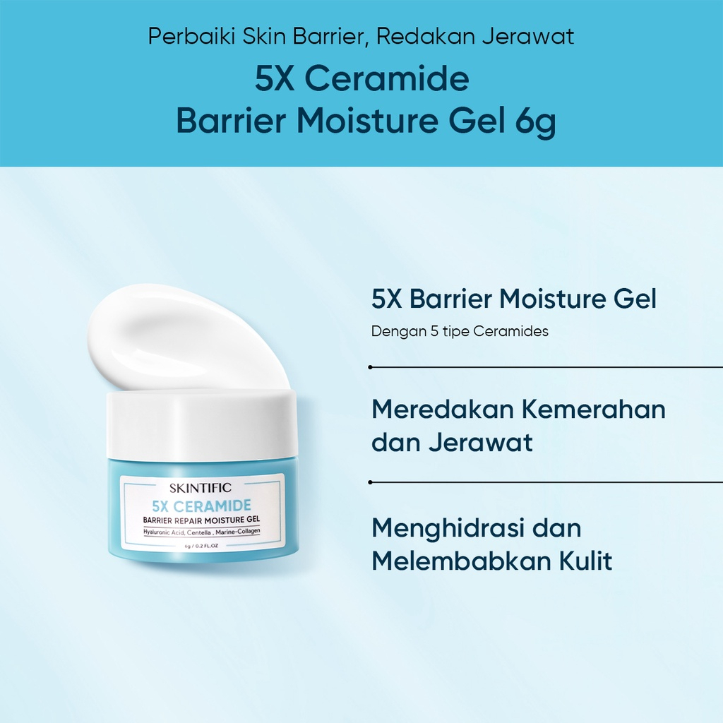 | LB | SKINTIFIC 5X Ceramide Travel Kit Skincare Paket Moisturizer + Cleanser + Soothing toner + Serum Sunscreen