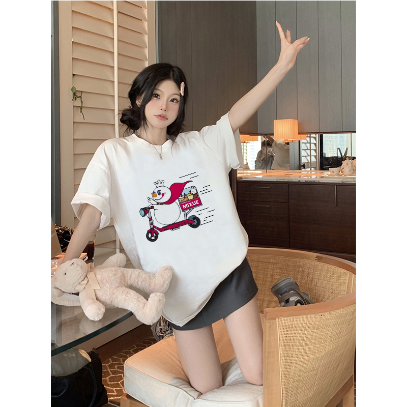 Premium Import Korean Style Oversize Cartoon Graffiti Print T-shirt Kekinian Kaos Atasan Wanita