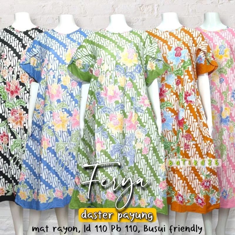 (Semerbak) baju tidur daster payung Fesya motif parang barong modern bahan rayon super halus Busui