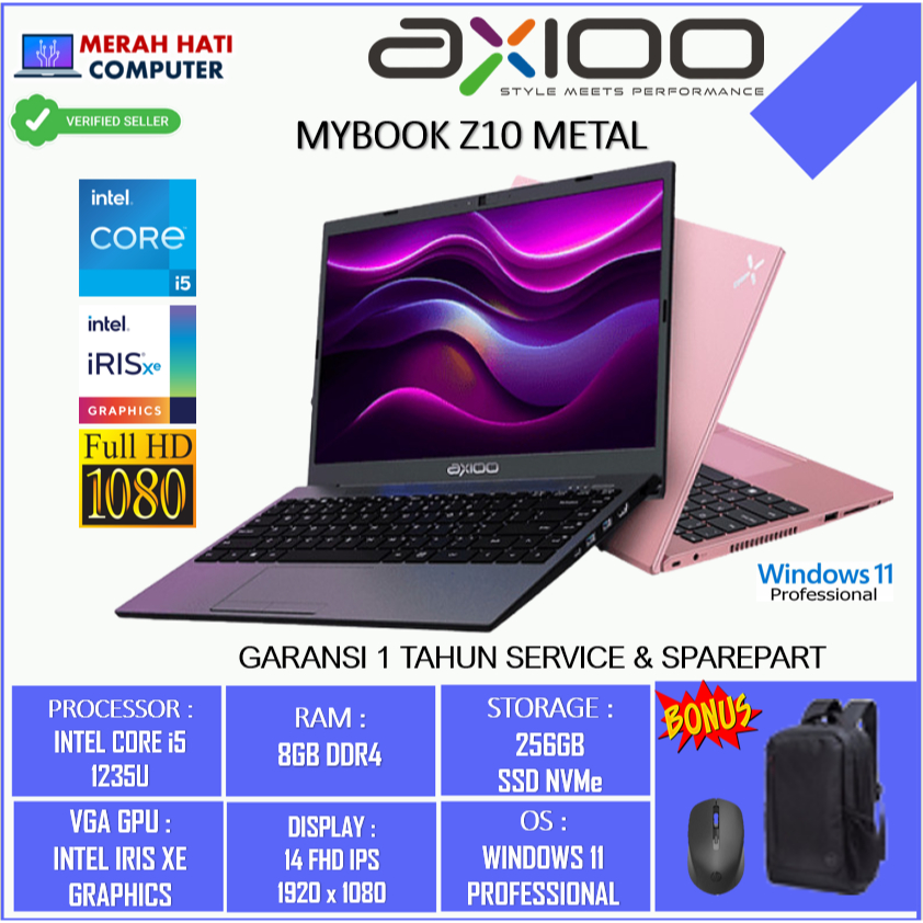 LAPTOP AXIOO MYBOOK Z10 METAL INTEL I5 1235U 8GB 256GB IRIS XE 14FHD IPS Backlite WIN11PRO