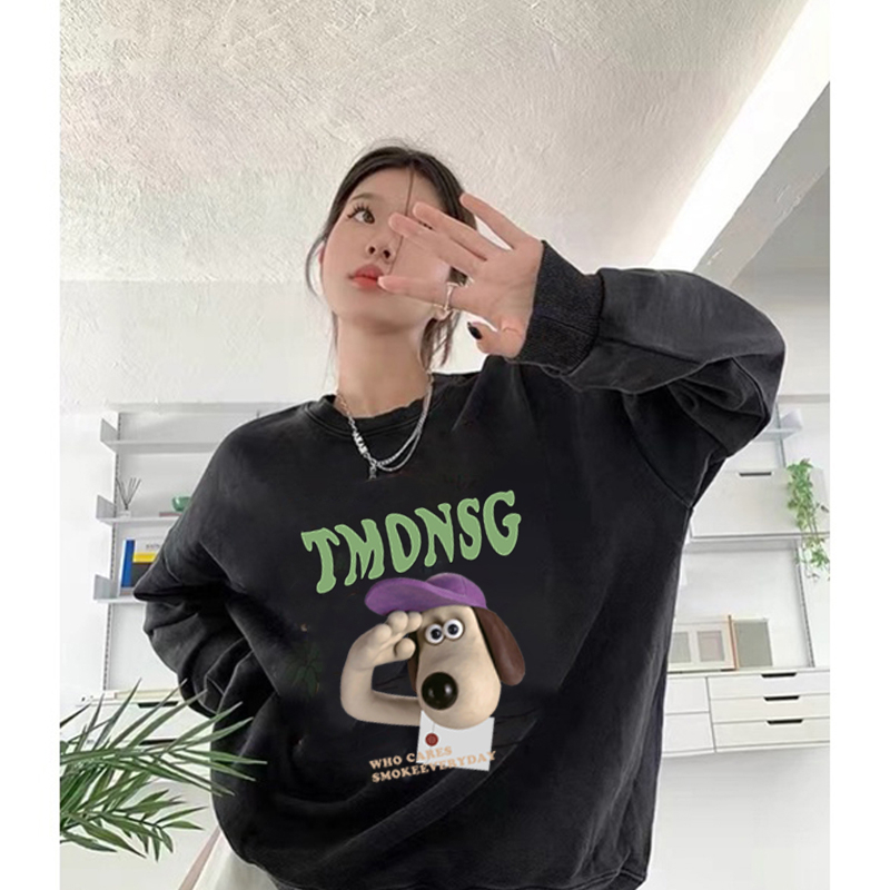 Sweater Oversize Salute Dog Unisex Sweater Oversize Korean Style