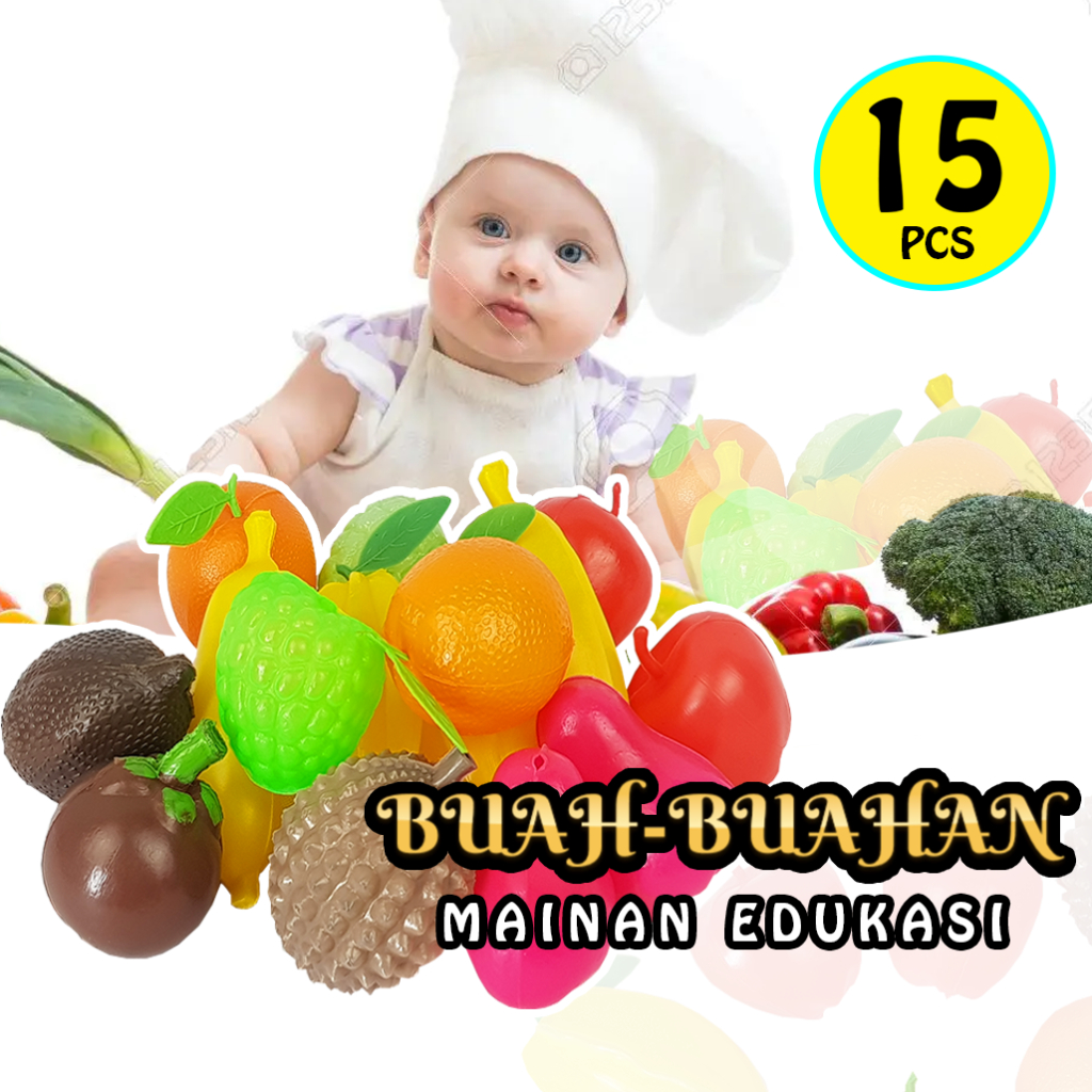 Mainan Anak Aneka Buah-buahan Isi 15pcs Jala TERMURAH!!!! ( SKW.805)