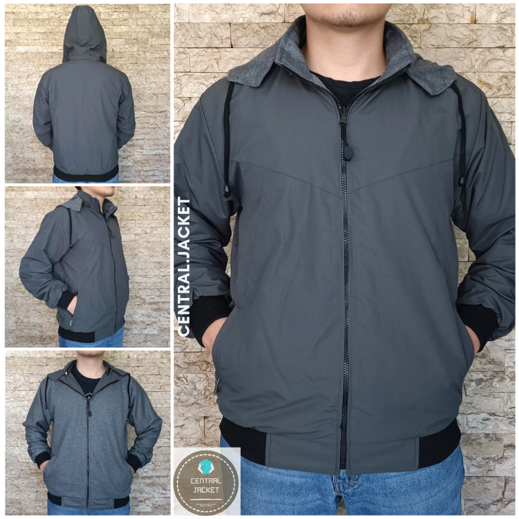 Jacket Pria BB Parasut Taslan - Bolak Balik Waterproof