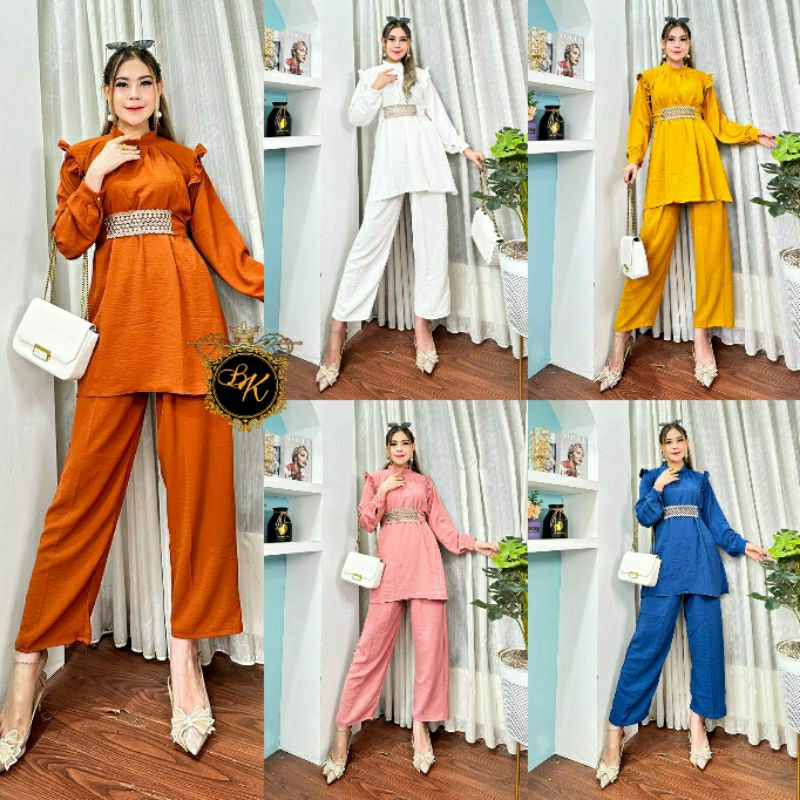 Set Tunik Cringkel | Setelan Celana Panjang Lengan Panjang Cringkel | Setelan Arabian CPLP  |One Set