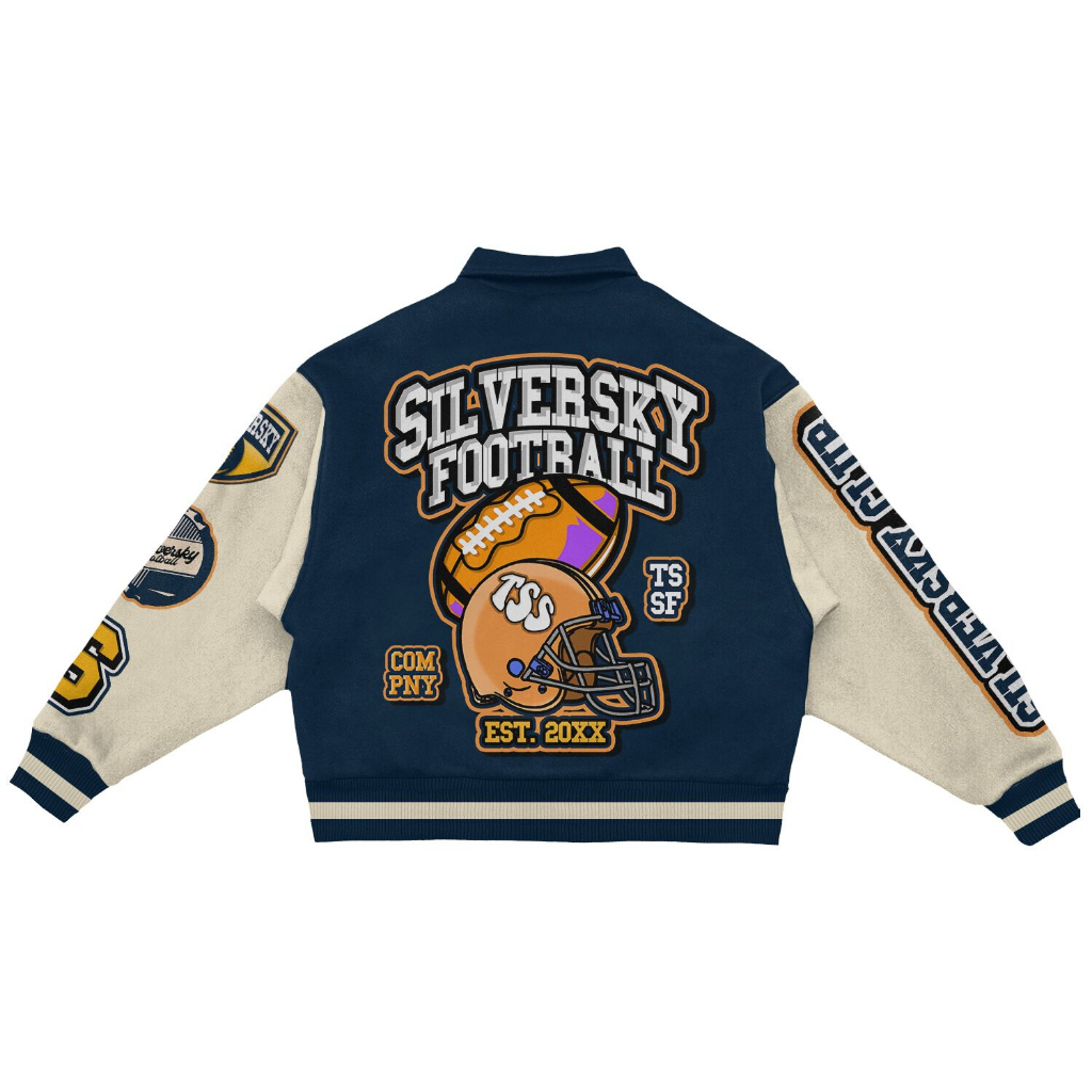 Thesilversky Varsity Football Club Navy Jacket Premium | Full Bordir Embroidery