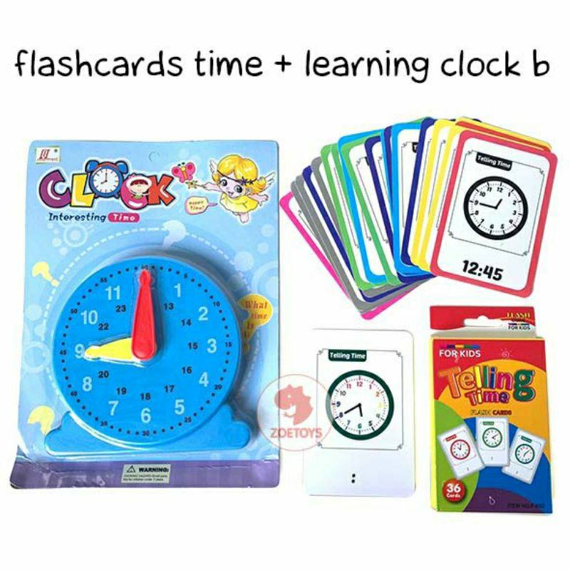 Zoetoys Paket Hemat Montess Flashcards Time + Learning Clock A B | Mainan Anak | Mainan Edukasi