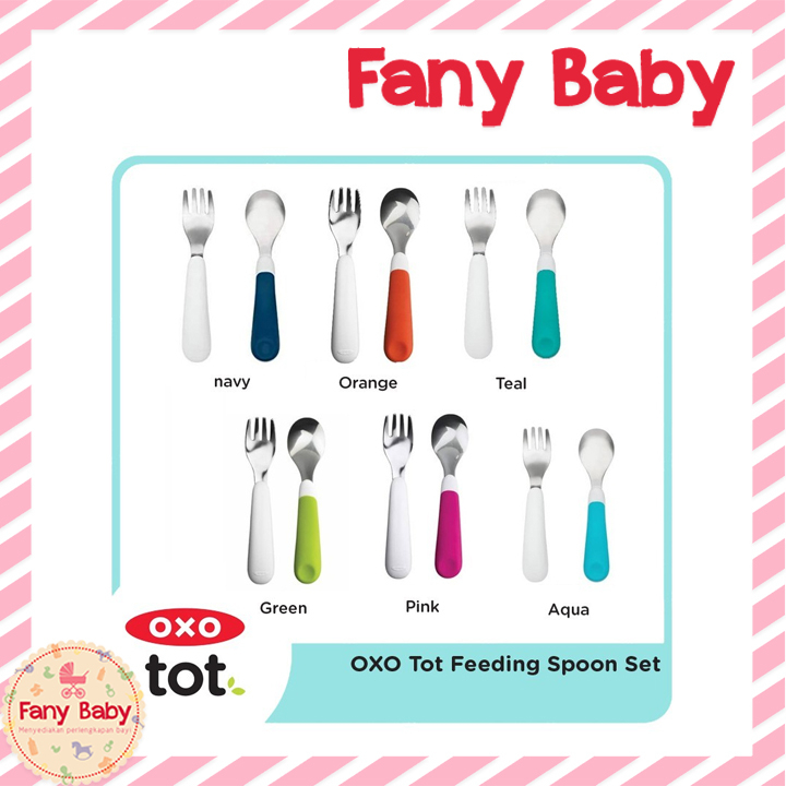 OXO TOT ON THE GO FORK AND SPOON SET WITH TRAVEL CASE