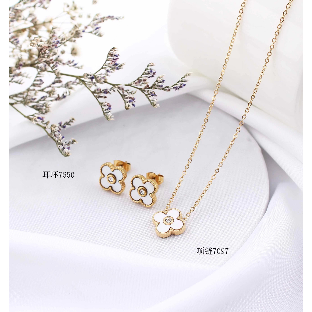 Set Titanium Perhiasan Kalung Dan Anting Fashion Jewelry 7097/7650