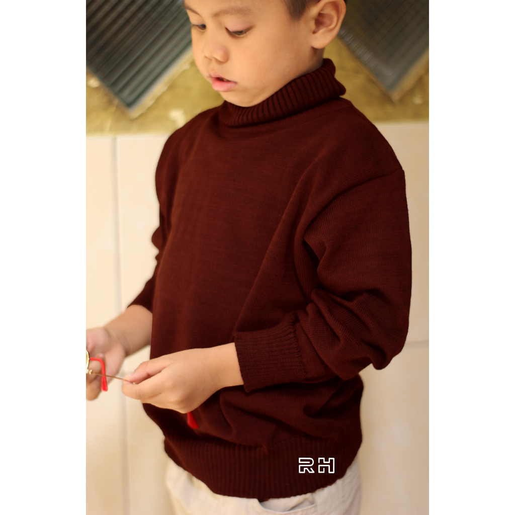 RH - BAJU RAJUT ANAK TURTLENECK POLOS SWEATER UKURAN ANAK XXL