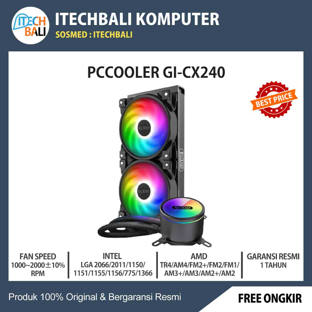 Watercooling PC COOLER GI-CX240 ARGB 240mm Liquid CPU Cooler | ITECHBALI