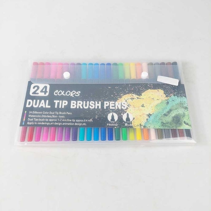 Kolorowy 24 Color Spidol Double Head Drawing Pen Fine Art Watercolor Set - MKB