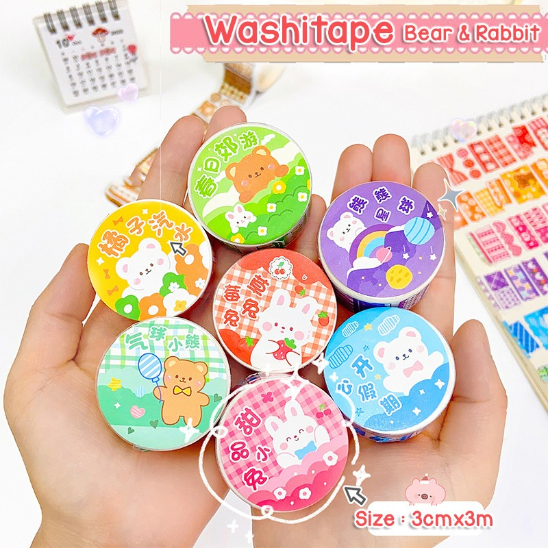 

WASHITAPE MASKING TAPE BEAR AND RABBIT SERIES SELOTIP KERTAS LUCU KAWAII CUTE TEMA BERUANG KELINCI KARTUN CERITA DONGENG UNTUK SCRAPING BOOK SCRAPBOOK AESTHETIC JOURNAL JOURNALING @wallpaperdbest