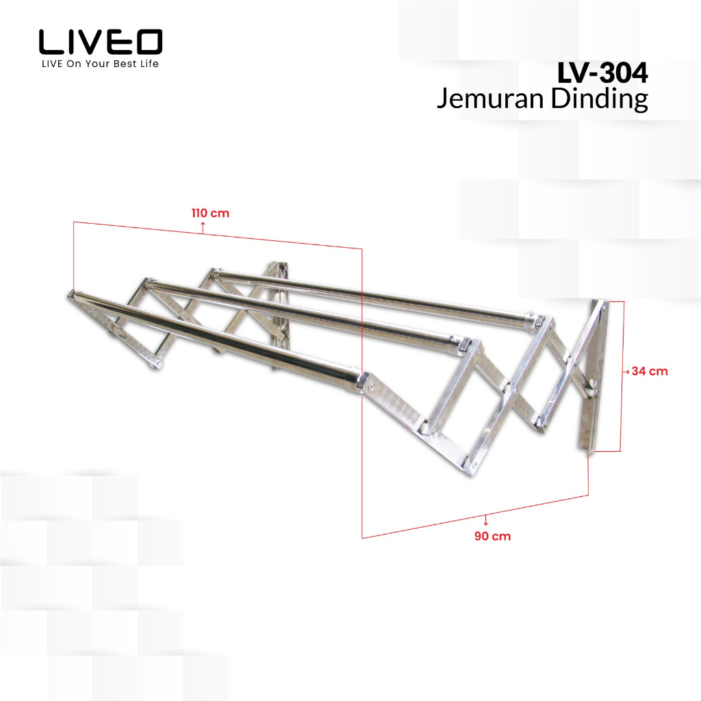 LIVEO Jemuran Dinding Stainless Steel Anti Karat LV304