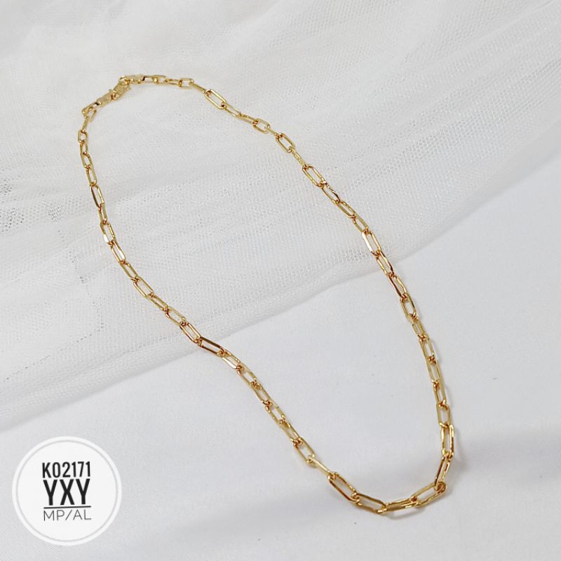 Kalung yaxiya paper clip polos 45 cm gold K02171