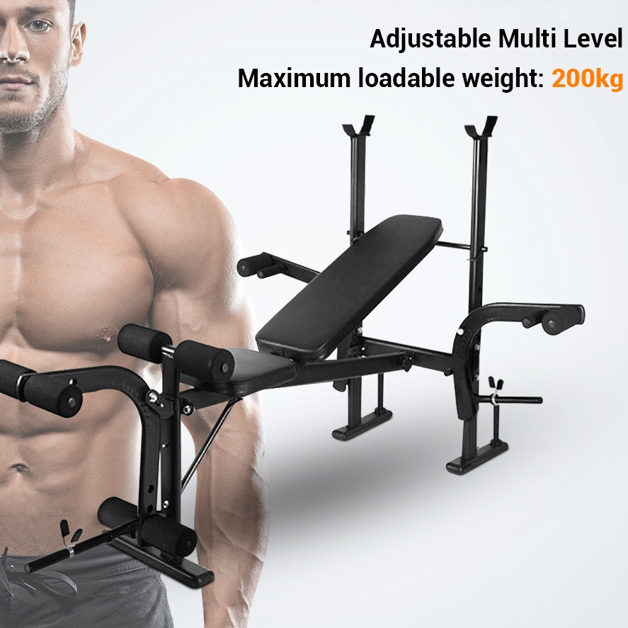 Bench Press Besa Adjustable Multi Gym Weight Bench Barbell Alat Olahraga Rumahan Fitness