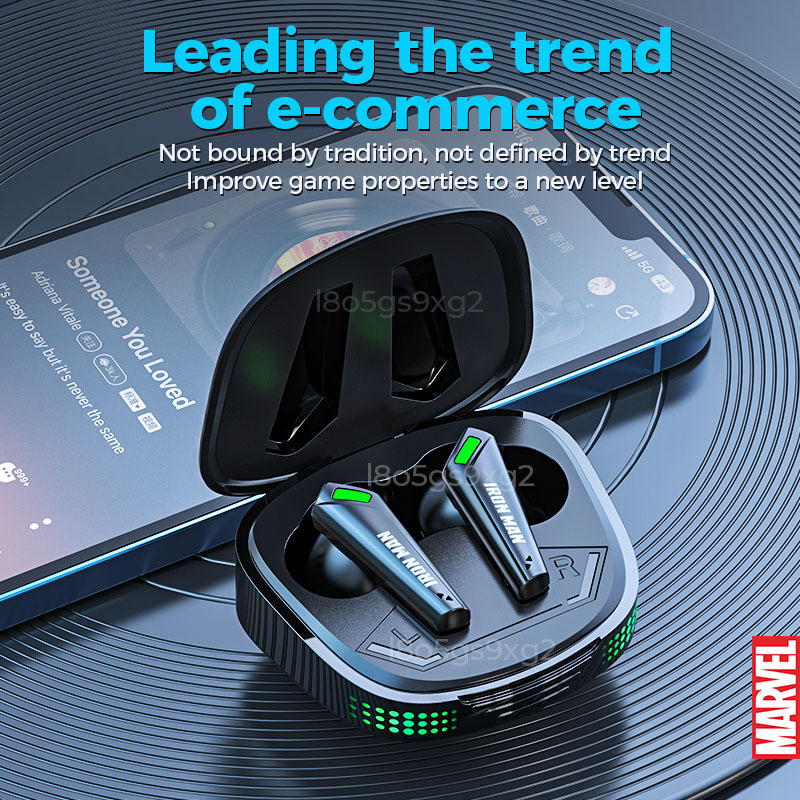 100% Original Disney S18 Earphone Marvel Series Bluetooth 5.3 TWS Wireless Gaming Headset Whit Mic Peredam Kebisingan Earbuds