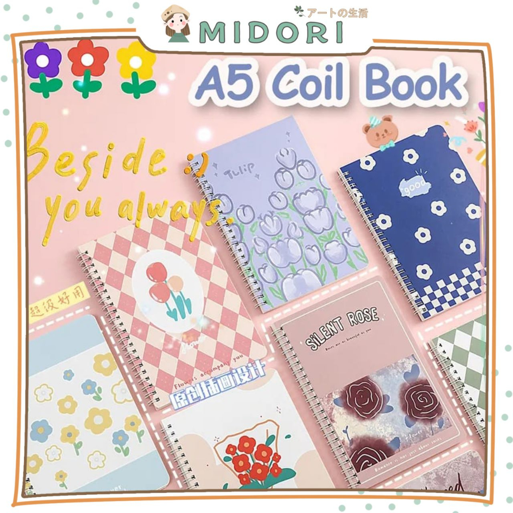 

[MILOLI] 1Pcs Buku A5 Spiral RANDOM FLOWERS TULIP & ROSE Notebook Buku Tulis A5 Buku Catatan Garis - E0042