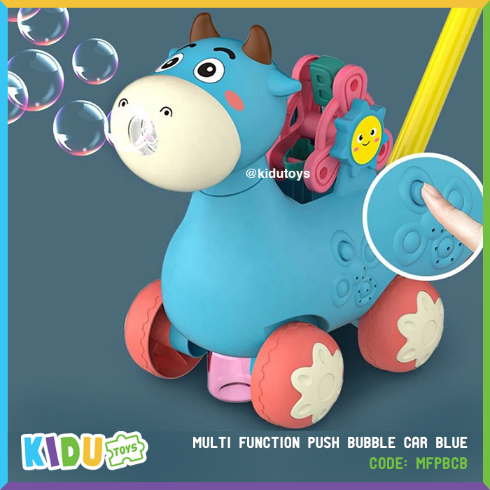 Mainan Anak Dorong Bubble Multi Function Push Bubble Car Blue Kidu Toys