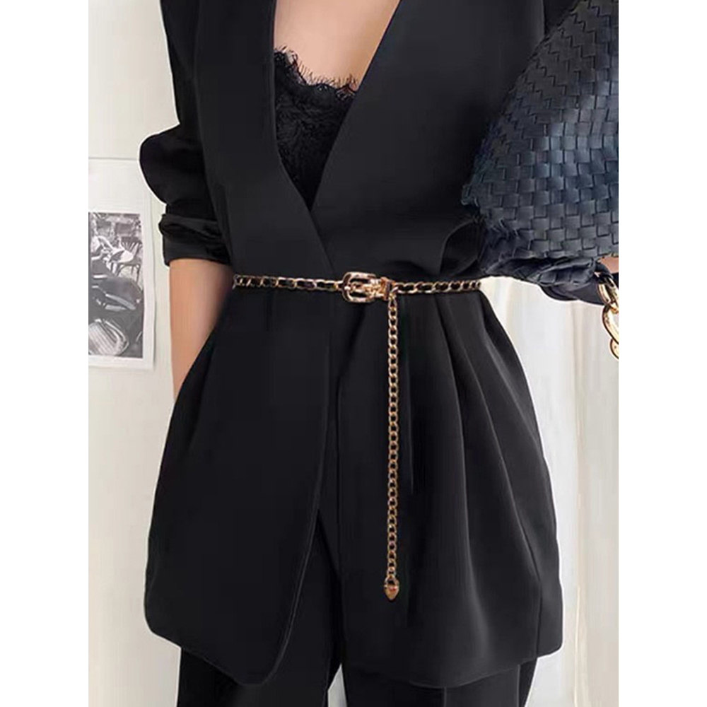 Ikat Pinggang Wanita  Fashion Import Pu Premium Skinny Ikat Pinggang Kulit Aksesoris Wanita silver Sabuk