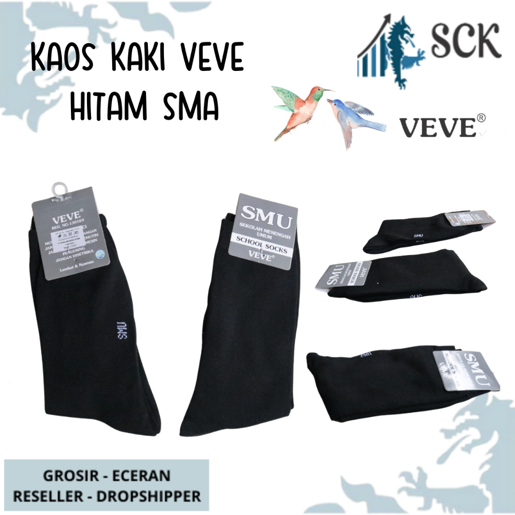 Kaos Kaki Sekolah Panjang VEVE COMP SPD HITAM (SMA) UKURAN 34 cm / Kaus Kaki Sekolah Anak VEVE