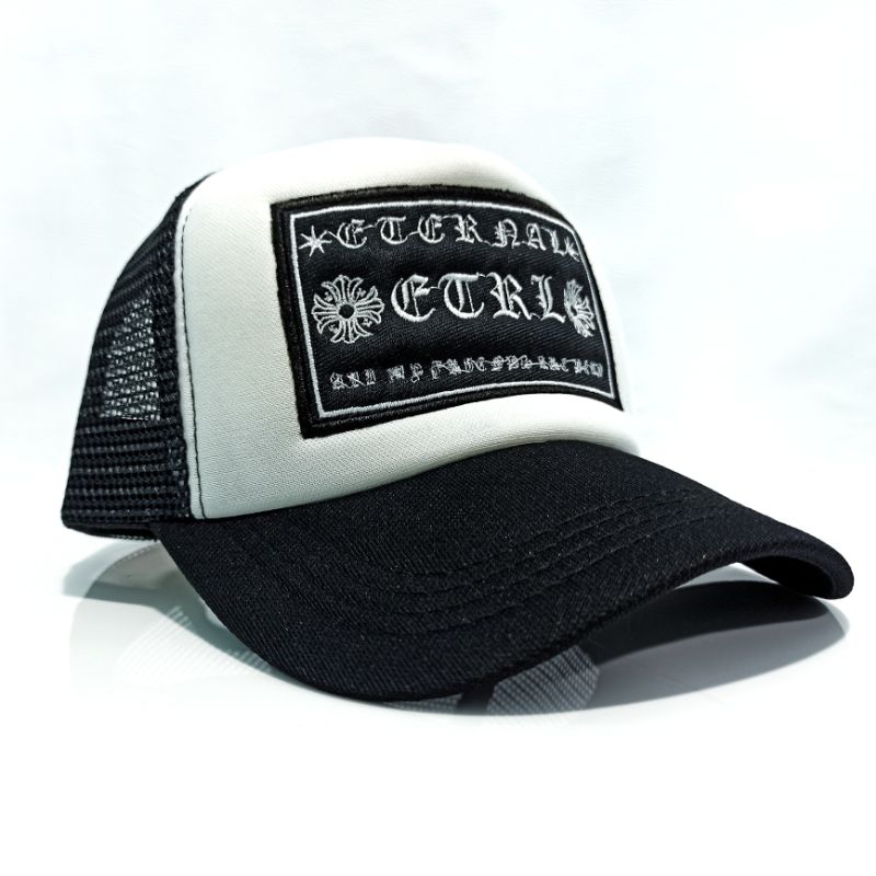 Topi Jaring Trucker Hat Bordir Custom Logo Kotak Block Sendiri Desain PT Perusahaan Kantor