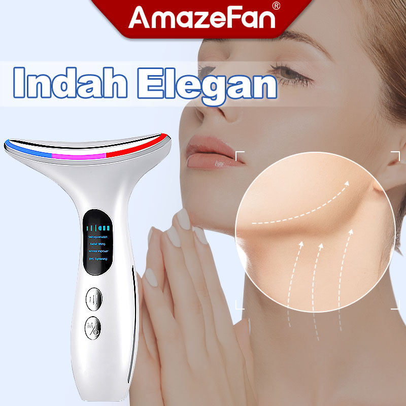 AmazeFan alat pijat leher setrika getar hilangkan kerutan＆dagu ganda,multifungsi Meremajakan kulit pembersih perawatan facial wajah＆leher,mengencangkan kulit,meniruskan penirus pipi serta membentuk wajah Vshape Praktis dengan USB Alat kecantikan face lift