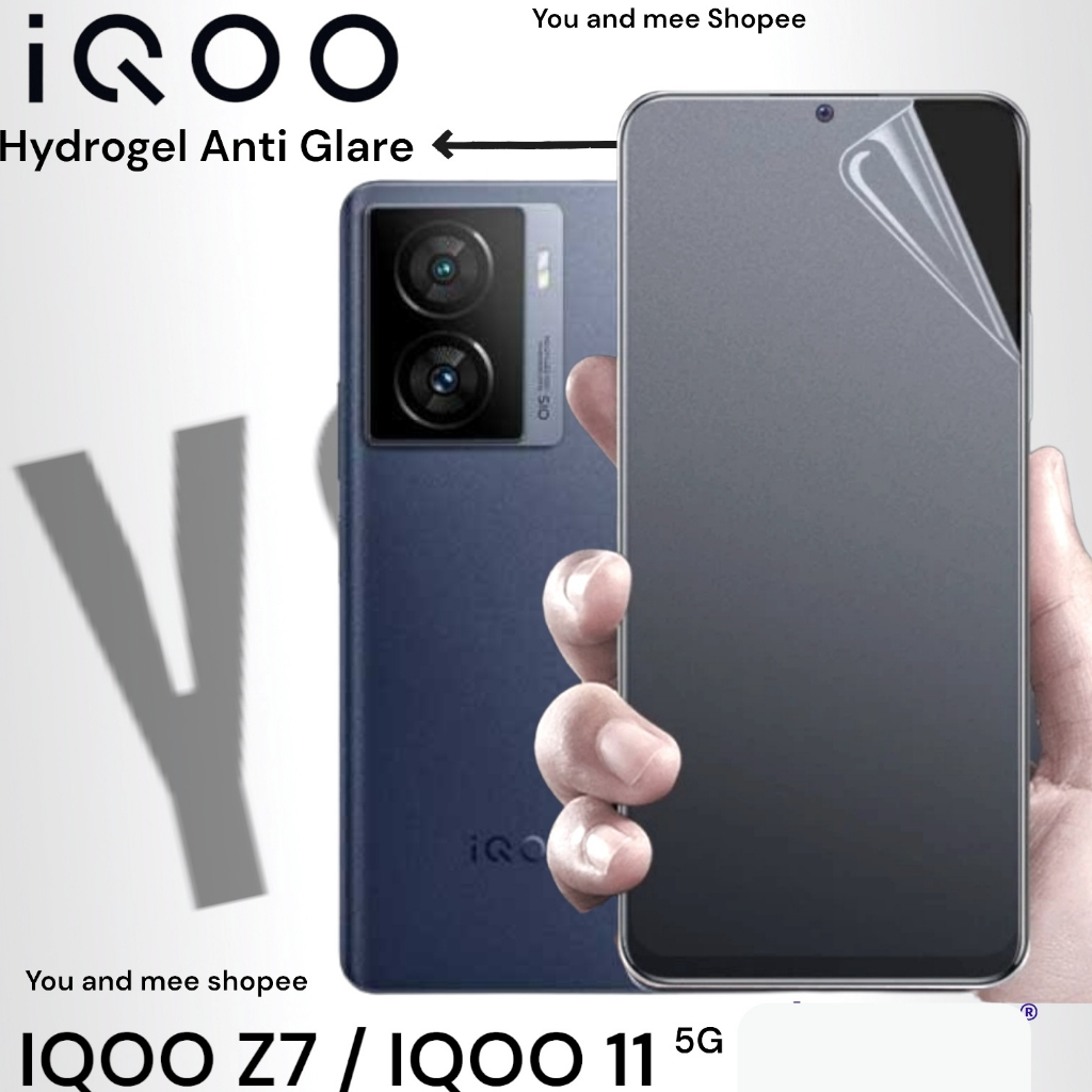 Hydrogel Jelly Anti GLARE iQOO Z7 / iQOO 11 Hidrogel Mate Doff Front Depan layar/belakang Back Full Cover Casing Jely Ful Covergel 4G Anti Minyak Black Gelap Anti Tangan Keringat FILM iQOOZ7 iQOO11 5G Z 7 iQ OO Vivo 00 o o Bagus Original ori QOO i Q 2023