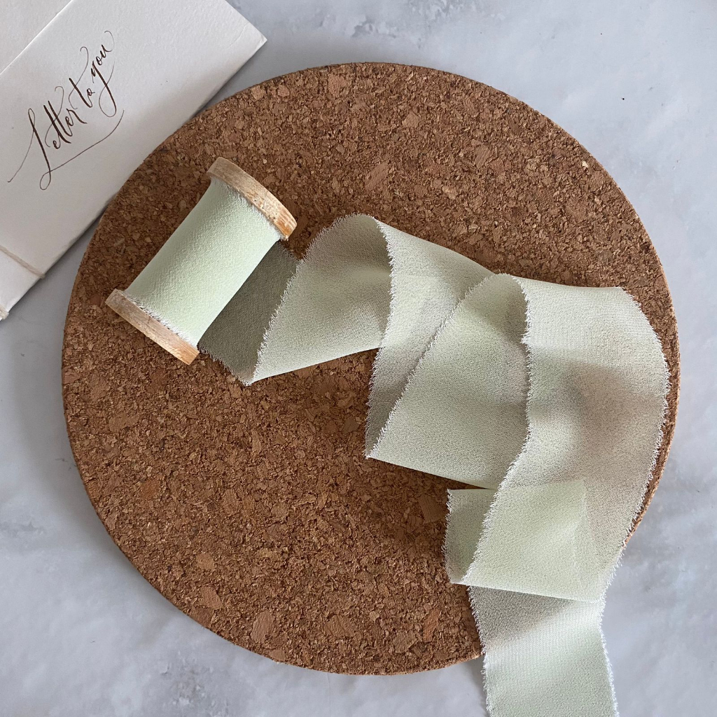 

Ribbon in Very Light Green Wedding ribbon / calligraphy ribbon / vows ribbon / pita buket / pita vow