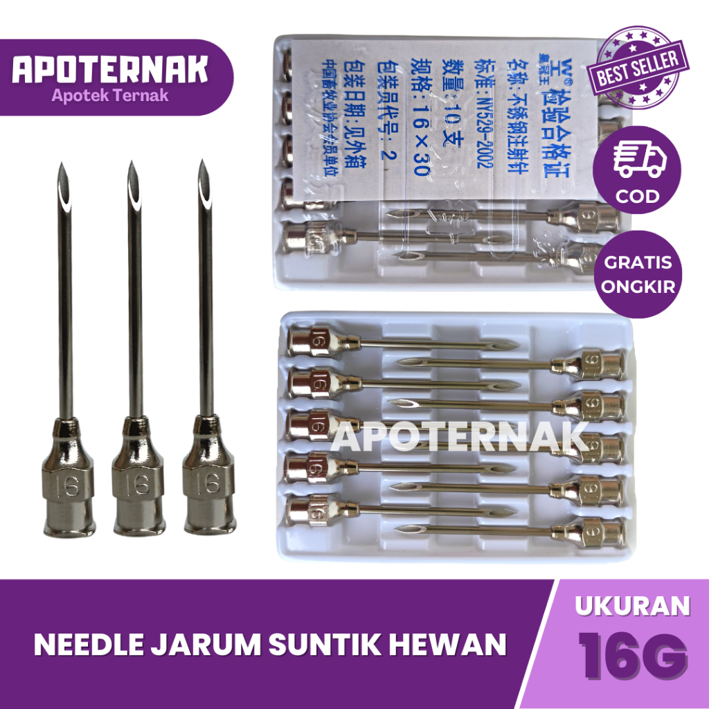 1 PACK JARUM SUNTIK HEWAN isi 10 pcs dan 12 pcs Ukuran Lengkap | Needle | Jarum Suntik Hewan Sapi, Kambing, Kuda, Babi, Anjing, Kucing, Ayam, Unggas, dll | Needle JARUM 7G 9G 12G 14G 16G 17G 18G 20G 21G 22G