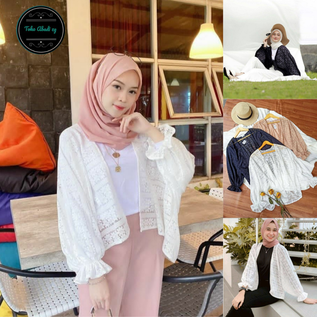 OUTER BROKAT LENGAN PANJANG KERUT// CARDIGAN BATWING // ATASAN BRUKAT KERUT // KARDIGAN OVERSIZE