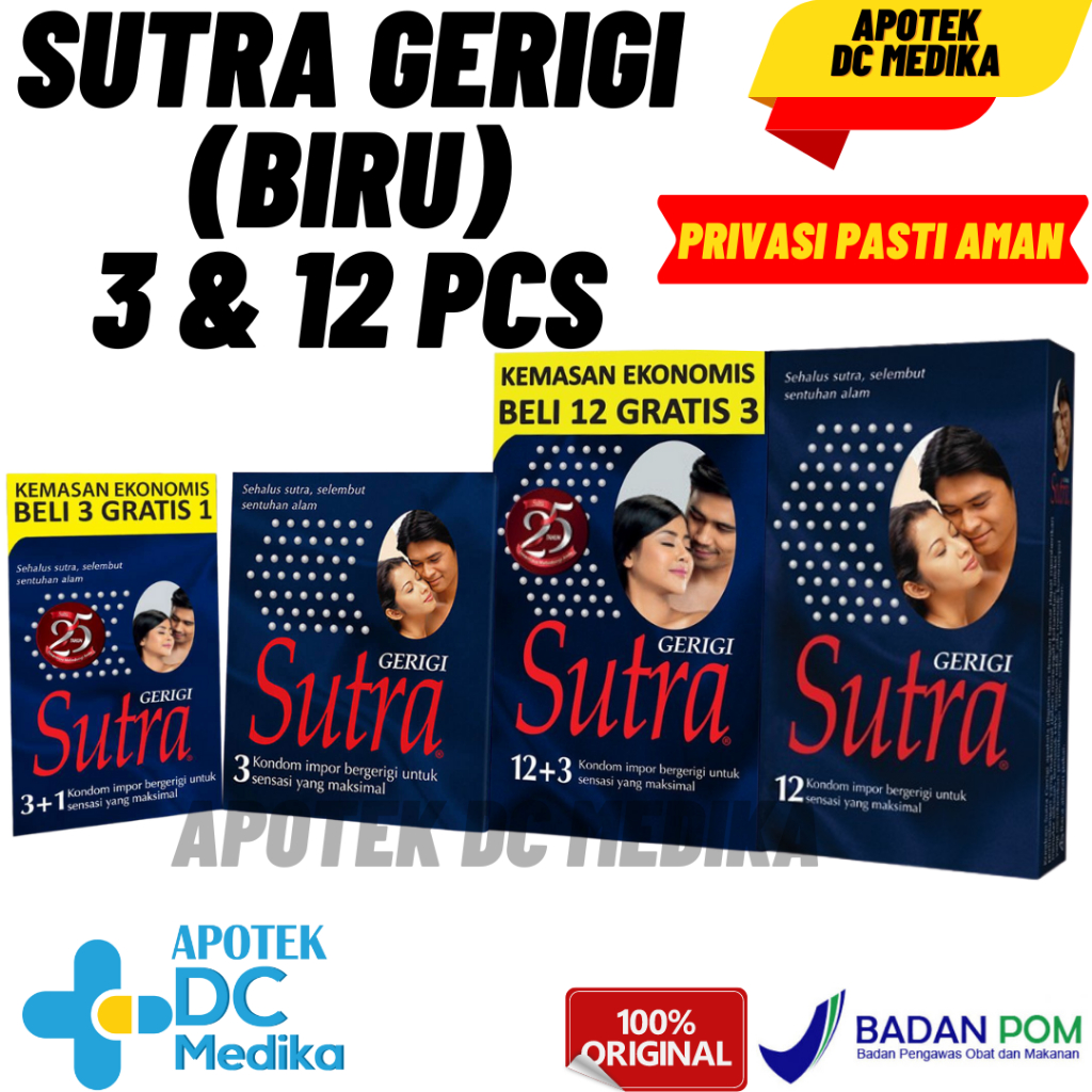 Sutra Biru isi 3 / 12 / Gerigi / Kontrasepsi Pria / Kondom / pcs / 3's