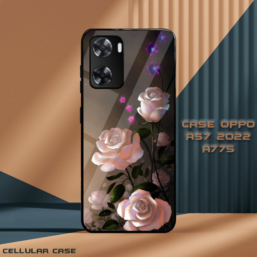 Case Glossy Oppo 57 2022 | A77S 4G [VS23] Flowers Bunga Casing Hardcase Hp Oppo Kesing Kilau Hape | 